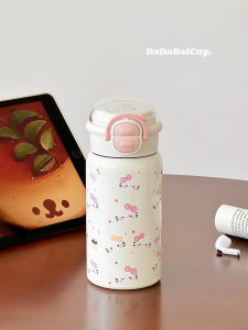 Kt Cat Themed Double-Walled Insulated Water Bottle for Students Portable Stainless Steel Cup Cute Design 500ml Capacity School Use