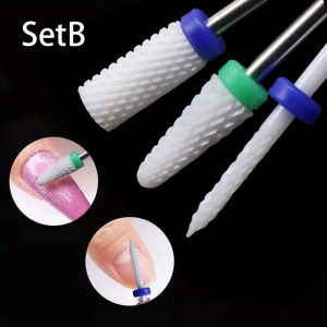 3Pcs Set Ceramic Nail Drill Bits Set 3/32 (2.35mm) Professional Acrylic Nail File Drill Bit for Manicure Pedicure Cuticle Gel