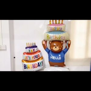 ลูกโป่งเค้กวันเกิดขนาดใหญ่ (ส่งเร็วจากกรุงเทพ) ลูกโป่งหน้ายิ้ม 3D ลูกโป่งฟอยล์เค้ก ตกแต่งงานวันเกิด งานปาร์ตี้