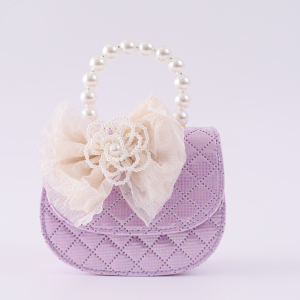 Princess Style Butterfly Knot Decorated Girls Handbag Birthday Gift Childrens Crossbody Bag Love Pattern Female Kids Bag