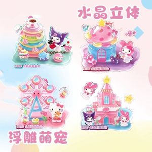 Sanrio | 4 Pieces DIY Cute Item Stack Sublimation Landscape Sticker 3D Character Decoration Sticker Notebook Birthday Gift