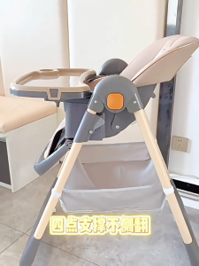 Foldable Baby Dining Chair Adjustable height&backrest Baby Feeding Chair With Wheels Safety Belt Max 50kg Multi-functional Children Chair