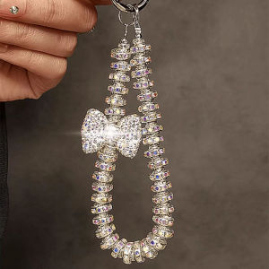 Hand Wrist Strap Rhinestone Lanyard Bling Bow Bracelet Fashion Crystal Ring for iPhone Huawei Redmi Xiaomi Samsung Phone Charm