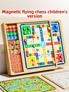 MINGZHUO | Multifunctional Magnetic Chess Board Set with Flying Chess Gomoku Checkers and Chinese Chess