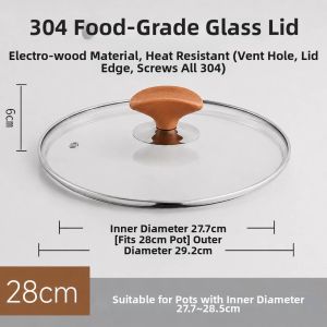 RONGCHUAN | Universal Heat-resistant Glass and 304 Stainless Steel Pot Lid