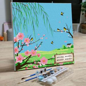 Digital Oil Painting DIY Children Fill Ancient Poetic Scenery Hand-drawn Coloring Paintings Decorative Landscape Artwork