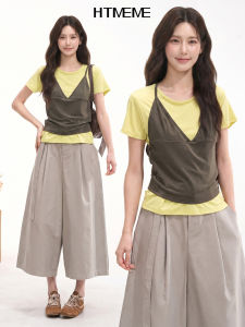 HTMEME | Champagne Bubbles Simple Korean Design T-shirt Halter Top Set