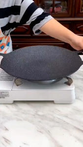 Chảo Gang Nướng Hàn Quốc Size 34cm – Dùng Cho Mọi Loại Bếp Nướng BBQ Tiện Lợi Chảo Nướng