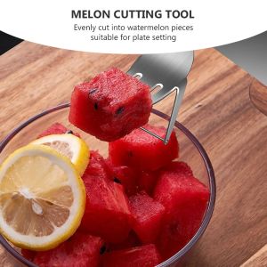 1Pcs Melon Cutting Tool Creative Watermelon Slicer with Wear-Resistant Blade Ideal for Salad Making Rust-Proof Sturdy Fruit Fork