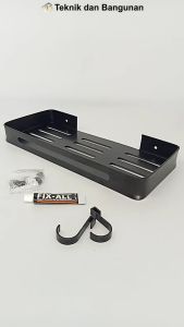 Planset Rak Kamar Mandi 1 Tingkat Hitam + Hook + Lem