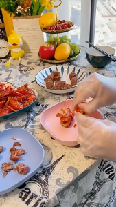 ถาดฟางข้าวสาลี จานพลาสติก ถาดอาหาร ทรงสี่เหลี่ยม อเนกประสงค์ ใส่อาหาร ผลไม้ ขนม ชุด 10ใบพร้อมฐานตั้ง