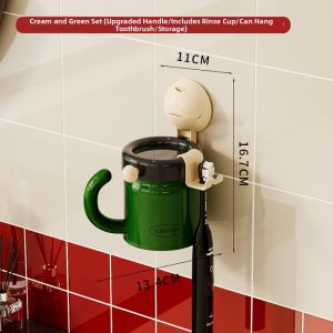 noooth | Antibacterial Wall Mounted Hole-free Magnetic Toothbrush Cup Holder