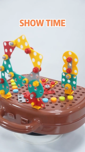 224pcs Electric Drill and Screwdriver toy Tool DIY Educational Set ABS Material STEM Kits for Kids 3-8