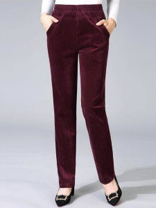 Thickened Fleece Corduroy Pants High Waist Straight Leg Casual Versatile Autumn Winter Mommy Style Womens Clothing