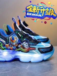 Luminous Robot Transformer Kids Sneakers Soft Bottom Leather Upper Rotation Buckle Dad Shoes for Boys Childrens Winter Sportshoes