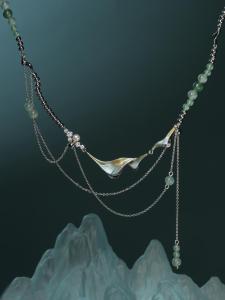 Hand-Painted Moonlight West Lake Mountain Shadow Necklace Jadeite Spacer Beads Mosaic New Chinese Style Fashion Jewelry