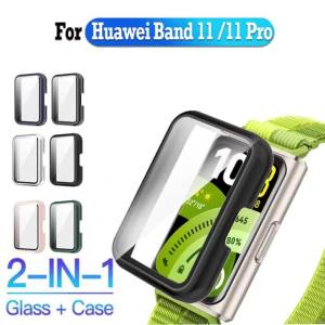 PC Case+Glass For Huawei Band 11 Pro Band11 Tempered Glass Anti-scratch Film Bumper Screen Protector Shell For Huawei Band 11