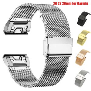 20/22/26mm for Garmin Fenix 8 51mm 7X 7 Pro Fenix 6X 6 5X 5Plus Tactix 7 Quick Fit Stainless Steel Band Forerunner 965 945 Strap