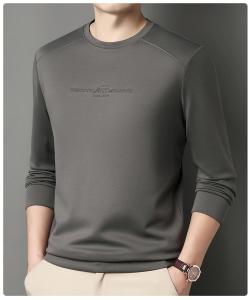 Pierre Cardin 2025 Spring Autumn Mens round Neck Sweatshirt Casual Loose Long Sleeve T-Shirt Comfortable Breathable Male Fashion