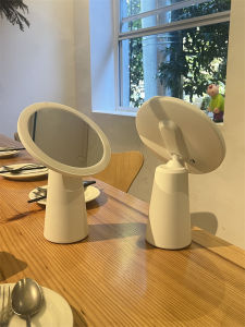 Desktop LED Makeup Mirror Beauty Enhancement Student Dormitory Personalized Stylish ABS Frame Silver Mirror Single Side