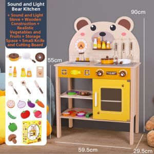 Cartoon Bear Wooden Kitchen Playset Toy