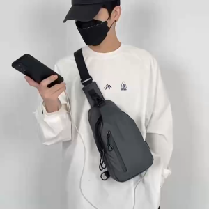 HY BAG #1699 FASHION MENS NYLON POLYESTER CHEST BODY BAG WITH BUILT-IN COMPARTMENT WATERPROOF CROSSBODY BAG