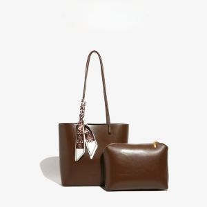 Fashionable Large Capacity Commuter Womens Bag Versatile Single Shoulder Handheld Tote Bag Casual Style Double Layered Magnetic Buckle Closure