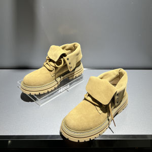 Mens Martin Boots High Top British Style Full Cowhide Spring Autumn Rubber Outsole round Toe Thick Bottom Comfortable Shoes