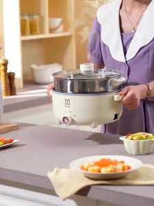 Nồi lẩu điện mini nồi điện đa năng kèm xửng hấp inox dung tích 4L