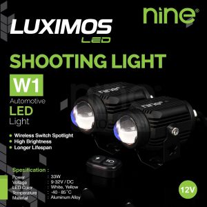 NINE LUXIMOS LED LAMPU TEMBAK LED / SOROT SHOOTING LIGHT W1 CAHAYA PUTIH KUNING + MODE KEDIP WIRELESS SWITCH SPOTLIGHT HIGHT BRIGHTNESS LONGER LIFESPAN ORIGINAL