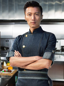 Áo Sơ Mi Dài Tay Màu Xanh Denim Cho Đầu Bếp Nam Mùa Thu Đông Làm Việc Trong Nhà Bếp Khách Sạn Chất Liệu Polyester Mới