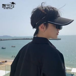 SINRANSINYA丨Mũ che nắng mùa hè rỗng đầu UV mặt bao gồm phụ nữ của cưỡi Nắp UV màu kẹo có thể gập lại Mũ che nắng