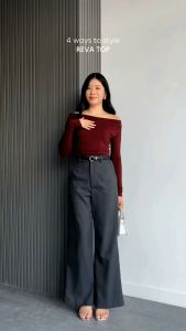 Etta Pants Semi Flared Baggy Wide Leg Celana Kulot Cutbray Wanita HighWaist Celana Kerja Basic Wanita Kekinian