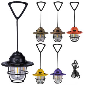 [LEAZEN] LED Retro Decorative Light USB Charging Portable Camping Lantern IPX4 Waterproof Camping Hanging Lamp for Camping Hiking Fishing