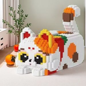 4614 Pieces of Three-Color Cat Tissue Box Building Blocks Decoration for Company Reception Living Room and Study Room Holiday Gifts School Rewards