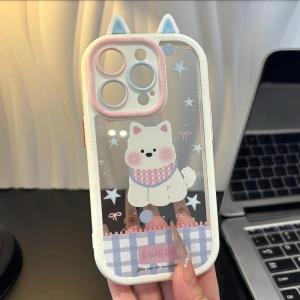 Cute Scarf Doggies 16Promax Cream Cat Ears Phone Case Creative Pura70 Reno13 Simple Vivos20 Huawei Mate70pro Silicone Protective Cover