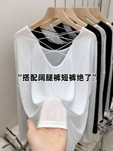 เสื้อยืดแขนยาวกันแดดฤดูร้อนสำหรับผู้หญิง เสื้อเชิ้ตแขนยาวบาง ใส่สบาย ระบายอากาศได้ดี สไตล์เกาหลี ทรงหลวม