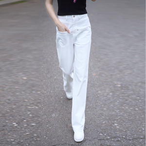 Slim Wide Leg Denim Jeans High Waist Loose Fit Casual Straight Long Pants Womens Fashionable Summer New Style Versatile Slimming