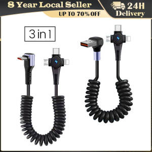 6A Short Spring Data Cable Elbow USB C To Type C Fast Charging Cable For Samsung Huawei Xiaomi Phone Charger Wire Cord