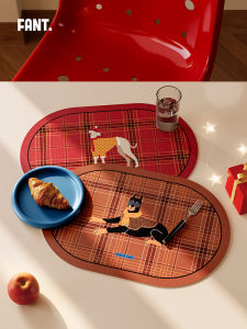 Christmas New Year Red Atmosphere Dining Mat Heat Insulation Mat Luxury Waterproof Oil-resistant Wash-free Dining Table Mat