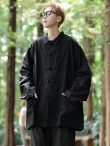 Loose Fit Long Sleeve Mens Shirt Chinese Style Button up Spring Fashionable Retro New Chinese Style Casual Shirt Jacket