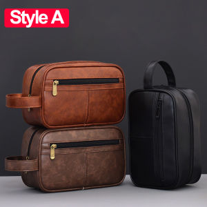 Men Business Travel Wash Toiletry Bag Waterproof PU Leather Bathroom Shaving Tools Organizer Pouch Cosmetic Bag Women Need Bag