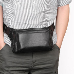 Leather Pocket Mens First Layer Pure Cattlehide Multi-Function Crossbody Shoulder Bag Sports Mobile Phone Chest Bag Men Wallet