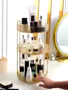 Rak Kosmetik Aesthetic Putar 360 Rak kamar Mandi Rak Bumbu Putar Rak Makeup Serbaguna Tray Minum