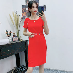 Váy Dài Cổ Tròn Ôm Eo Thanh Lịch Mùa Hè Nono E Station GS Váy Dài Mềm Mại Phong Cách Nữ Thần Thanh Lịch Cho Nữ