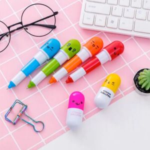5PCS Cartoon Pill Capsule Pen Retractable Pen Creative Ballpoint Pen Student Children Gift