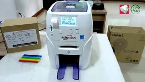Pointman เครื่องพิมพ์บัตรพลาสติก เครื่องพิมพ์บัตรประจำตัว บัตรนักเรียนสองหน้า กลับบัตร หน้า-หลัง อัตโนมัติ บริษัท: Nuvia หมายเลข: N20 ที่นี่: ดิกาที่สี: สีขาว และ สีม่าวา