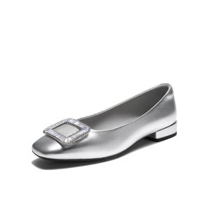 Belle | Lamb Leather Silver Ballet Pumps for Women