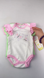 PAYI BABY-3PCS Baby Girls Short Sleeves Romper Baby Flying Sleeves With Butterfly Printing Onesie Jumpsuit