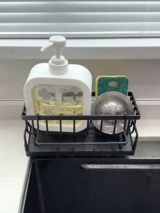 HW076 (W/Hanging Rod) Space Saving Kitchen Sink Organizer with Rag Holder for Sponges Soap Brushes & Towels